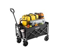 VEVOR Carrito Plegable para Exteriores, Carro de Transporte Plegable de 660 x 450 x 460 mm con Ruedas Todoterreno, Asa Ajustable Capacidad de Peso de 102,06 kg, para Playa, Jardín, Color Negro