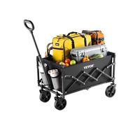 VEVOR Carrito Plegable para Exteriores, Carro de Transporte Plegable de 660 x 450 x 460 mm con Ruedas Todoterreno, Asa Ajustable Capacidad de Peso de 102,06 kg, para Playa, Jardín, Color Negro
