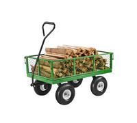 VEVOR Carrito Resistente de Jardín de Acero de 1840 x 560 x 535 mm con Neumáticos de 10", Laterales de Malla Extraíbles y Manija Giratoria de 180°, Capacidad de Carga de 408,23 kg, Color Verde