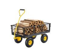 VEVOR Carrito Resistente de Jardín de Acero de 1840 x 560 x 535 mm con Neumáticos de 10", Laterales de Malla Extraíbles y Manija Giratoria de 180°, Capacidad de Carga de 408,23 kg, Amarillo y Negro