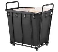 VEVOR Carro Clasificador de Ropa 300 L, con Capacidad de Carga 117,9 kg, Ruedas Giratorias y Bolsa de Lavandería Impermeable, para Lavandería, Resistente al Desgaste, 92,5 x 66,5 x 94,5 cm, Negro