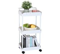 VEVOR Carro rodante de cocina de 3 niveles, carrito utilitario con ruedas y asa, color blanco