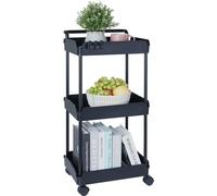 VEVOR Carro de Almacenamiento con Ruedas para Cocina, 3 Niveles, con Asa, Negro
