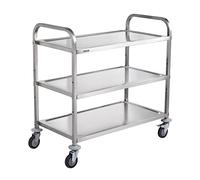 VEVOR Carro con Ruedas de 3 Niveles Carro de Almacenamiento Multifuncional de Acero Inoxidable 95,3x50x95,8cm Carga 204,1kg Ruedas con Bloqueo 6 Ganchos para Almacenamiento Lavadero Cocina Restaurante