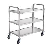 VEVOR Carro con Ruedas de 3 Niveles Carro de Almacenamiento Multifuncional de Acero Inoxidable 95,3x50x95,8cm Carga 204,1kg Ruedas con Bloqueo 6 Ganchos para Almacenamiento Lavadero Cocina Restaurante