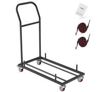 VEVOR Carro con Soporte para Sillas Plegables Carro de Hierro Comercial con Capacidad de 12 Sillas 4 Ruedas Almacenamiento de Transporte de Sillas de Resina Plástica y Madera 1000x510x1090 mm, Negro
