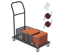 VEVOR Carro con Soporte para Sillas Plegables Carro de Hierro Comercial con Capacidad de 12 Sillas 4 Ruedas Almacenamiento de Transporte de Sillas de Resina Plástica y Madera 1000x510x1090 mm, Negro