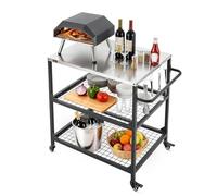 VEVOR Carro de Barbacoa para Exterior 800 x 610 mm, Superficie de Acero Inoxidable, Mesa de Barbacoa con 4 Ruedas, 2 Estantes de Malla y Asa Lateral, Mesa Auxiliar para Jardín, Picnic, Cocina, Patio