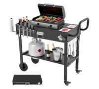 VEVOR Carro de Barbacoa Plegable 787 x 432 mm, Mesa de Barbacoa para Exteriores con Ruedas y Portapañuelos, Carrito con Soporte Magnético para Herramientas, Mesa Auxiliar para Jardín, Picnic, Cocina