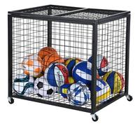 VEVOR Carro de Bolas con Cerradura 85x67,5x82,5 cm Jaula Móvil de Almacenamiento de Bolas con 4 Ruedas de Acero y Frenos Organizador para Equipo Deportivo Gimnasio Escuela Garaje Interior Exterior