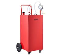 VEVOR Carro de Combustible de 189,3 L con Depósito de Gasolina y Diésel, Tanque de Combustible con 4 Ruedas, Bomba Manual de Trasvase Bidireccional, Acero al Carbono, para Garaje, Granja y Exterior