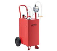 VEVOR Carro de Combustible de 56,8 L con Depósito de Diésel y Gasolina | Tanque de Combustible con 2 Ruedas, Bomba Manual de Trasvase Bidireccional, Acero al Carbono, para Granja, Garaje y Exterior