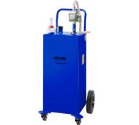 VEVOR Carro de combustible Tanque de almacenamiento de gasolina de 30 galones con 4 ruedas bomba de transferencia manual para automóviles, cortadoras de césped, vehículos todo terreno, barcos, azul