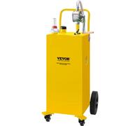 VEVOR Carro de combustible Tanque de almacenamiento de gasolina de 30 galones con 4 ruedas bomba de transferencia manual para automóviles, cortadoras de césped, vehículos todo terreno, barco, amarillo