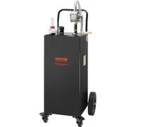 VEVOR Carro de combustible Tanque de almacenamiento de gasolina de 35 galones con 4 ruedas bomba de transferencia manual para automóviles, cortadoras de césped, vehículos todo terreno, barco, negro