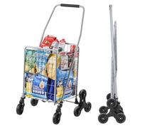 VEVOR Carro de Compra Plegable 45 L Carro para Subir Escaleras con Ruedas Giratorias de 360° Carro Utilitario Ligero 510 x 530 x 950 mm para Compras, Oficina, Mudanzas, Transporte, Exterior, Plata