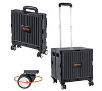 VEVOR Carrito de Compras Capacidad de Carga de 49,8 kg Carrito de Compras Plegable Portátil con Mango Telescópico Resistente Transporte de 4 Ruedas para Viajes, Compras, Mudanzas, Equipaje, Negro