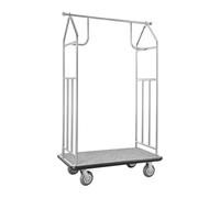 VEVOR Carro de Equipaje para Hotel, Acabado en Acero Inoxidable Cepillado, Carga de 362 kg, Carrito de Botones con Plataforma Alfombrada Gris y Ruedas de Goma, para Hoteles, Condominios, Plateado