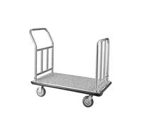 VEVOR Carro de Equipaje para Hotel, Acabado en Acero Inoxidable Cepillado, Carga de 544 kg, Carrito de Botones con Plataforma Alfombrada Gris y Ruedas de Goma, para Hoteles, Condominios, Plateado