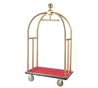 VEVOR Carro de Equipaje para Hotel, Carga de 500 kg, Carrito de Botones con Montantes Curvos, Plataforma Alfombrada Roja y Ruedas de Goma para Hoteles, Condominios y Complejos Turísticos, Dorado