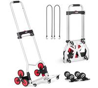 VEVOR Carro de Escalera 118 kg Carretilla de Mano Plegable para Subir Escaleras con Mango Telescópico 10 Ruedas 2 Cuerdas Elásticas para Transporte, Almacén, Aeropuerto, Centro Comercial, Mudanzas