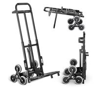 VEVOR Carro de Escalera 208 kg Carretilla de Mano Plegable para Subir Escaleras con Doble Asa, 6 Ruedas, 2 Cuerdas Elásticas, para Transporte, Almacén, Aeropuerto, Centro Comercial, Mudanzas, Oficina