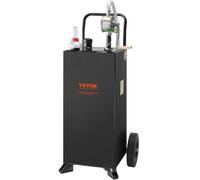 VEVOR Carro de gasolina Tanque de combustible 30 galones con ruedas bomba de transferencia manual contenedor de combustible diesel de gasolina para autos cortadoras de césped, vehículos, barcos, negro