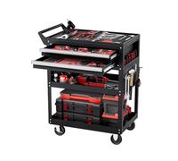 VEVOR Carro de Herramientas, Carrito de Trabajo de 5 Niveles con Ruedas, 2 Cajones y Tablero Perforado, Organizador de Herramientas para Mecánicos con Sistema de Bloqueo Carga de 181 kg, Negro