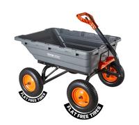 VEVOR Carro de Jardín Basculante, Capacidad de Carga 680 kg, Carretilla de Transporte con Mango Flexible Ruedas Todo Terreno, Marco de Acero, Carro de Mano para Herramientas Jardinería Construcción