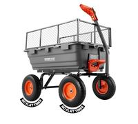 VEVOR Carro de Jardín con Función Basculante Carga de 544 kg, con Valla de Almacenamiento, Carro de Jardín de Polietileno Mecanismo de Volcado de 90°, con Ruedas Giratorias de 180°, para Plantas