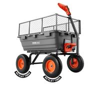 VEVOR Carro de Jardín con Función Basculante Carga de 544 kg, con Valla de Almacenamiento, Carro de Jardín de Polietileno Mecanismo de Volcado de 90°, con Ruedas Giratorias de 180°, para Plantas