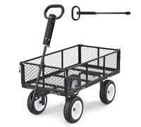 VEVOR Carro de Jardín con Ruedas, Carro de Mano Capacidad Máxima 408 kg, Acero Reforzado con Asa Ajustable, Neumáticos, Paneles Laterales Desmontables para Exterior Transporte de Carga Pesada, Negro