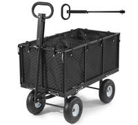 VEVOR Carro de Jardín con Ruedas, Carro de Mano Capacidad Máxima 544 kg, Acero Reforzado con Neumáticos, Asa Ajustable, Paneles Laterales Desmontables para Exterior Transporte de Carga Pesada, Negro