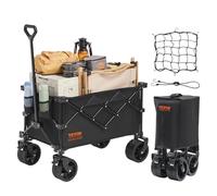 VEVOR Carro de Jardín Plegable Carro de Transporte de Playa 150 L Carga Máxima 265 Libras con Ruedas Soporte para Bebidas, Carro Deportivo Resistente para Camping, Compras, Jardín, Exterior, Negro