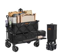 VEVOR Carro de Jardín Plegable Carro de Transporte de Playa 400 L Carga Máxima 102 kg con Ruedas Soporte para Bebidas, Carro Deportivo Resistente para Camping, Compras, Jardín, Exterior, Negro
