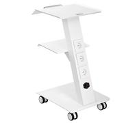 VEVOR Carro de Laboratorio, Carro de Servicio Médico con Enchufe Incorporado, Postre Móvil de Metal de 3 Capas, con Ruedas Giratorias, Carga 100 kg, para Laboratorio, Clínica, Belleza, Salón
