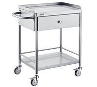 VEVOR Carro de Laboratorio de Acero Inoxidable 2 Niveles Carrito de Médico 71x42x78,5 cm Carro con Cajón Carga de 100 kg Movimiento Silencioso para Almacenamiento Clínico Cocina Hotel Salón de Belleza