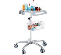 VEVOR Carro de laboratorio de aleación de aluminio, carro médico de 3 capas altura ajustable 680-1090 mm Carro de servicio con ruedas y cesta, para laboratorio salón hospital, uso dental