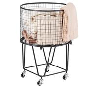 VEVOR Carro de Lavandería Redondo, para la Ropa Sucia con Ruedas Giratorias de 360°, 40 L, Carga de 27 kg, de Acero al Carbono, para Compras, Camping, Comestibles, Equipaje, Clasificador de Ropa