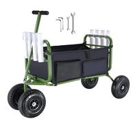 VEVOR Carro de Pesca de Playa Capacidad de Carga de 136,07kg Carro con 8 Soportes para Cañas de Pescar 4 Ruedas de Goma Inflables Carro de Arena de Acero Resistente de 280 mm para Pícnic al Aire Libre