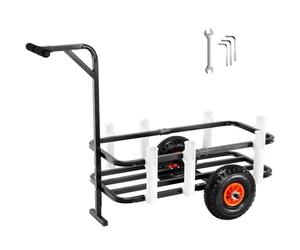 VEVOR Carro de Pesca de Playa Capacidad de Carga de 90,71 kg Carro con 7 Soportes para Cañas de Pescar 2 Ruedas de Goma Inflables Carro de Arena de Acero Resistente de 275 mm para Pícnic al Aire Libre