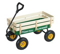 VEVOR Carro de Playa con Ruedas 102 x 53 x 52 cm, Carga 150 kg, Acero Carbono Madera, Resistente al Clima Óxido y Agua, Carrito Todo Terreno Verde Amarillo con Asa para Niños Camping Jardín Exteriores