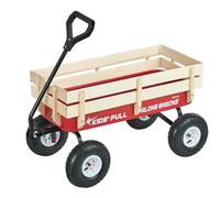 VEVOR Carro de Playa con Ruedas 102 x 53 x 52 cm, Carga 150 kg, Resistente al Clima Óxido Agua, Acero Carbono Madera, Carrito Todo Terreno Rojo Negro con Asa, para Niños Camping Jardín Exteriores Bebé