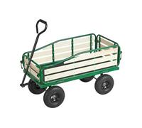 VEVOR Carro de Playa con Ruedas 118 x 52 x 61 cm, Carga 250 kg, Madera y Acero Carbono, Resistente al Agua Clima y Óxido, Carrito Todo Terreno Verde Negro con Asa para Niños Camping Jardín Bebé Arena