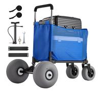 VEVOR Carro de Playa con Ruedas de Globo, Carrito Plegable Capacidad de Carga de 75 kg, con Asa Ajustable de 4 Niveles, Bolsa de Almacenamiento, para Camping, Pesca, Eventos Deportivos, Picnics