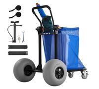 VEVOR Carro de Playa con Ruedas de Globo, Carrito Plegable Capacidad de Carga de 75 kg, con Bolsa de Almacenamiento, Manillar Ajustable a 180°, para Camping, Pesca, Eventos Deportivos, Picnics