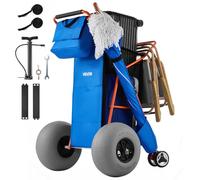 VEVOR Carro de Playa con Ruedas de Globo, Carrito Plegable Capacidad de Carga de 75 kg, con Bolsa Térmica, Soporte para Sombrilla, Marco de Acero para Camping, Pesca, Eventos Deportivos, Picnics
