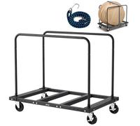 VEVOR Carro de Transporte, Carga 816 kg, con Ruedas Giratorias 12,5 mm, Rodillo para Placas, Abrazadera para Tubos con Correa de Amarre y 2 Pasamanos Laterales, para Almacenes y Garajes, Negro