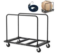 VEVOR Carro de Transporte, Carga 816 kg, con Ruedas Giratorias 12,5 mm, Rodillo para Placas, Abrazadera para Tubos con Correa de Amarre y 2 Pasamanos Laterales, para Almacenes y Garajes, Negro