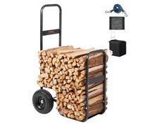 VEVOR Carro de Transporte de Troncos de Leña Carga 113,4 kg Carro para Leños de Acero 67x52x110 cm Almacenamiento de Leños con Ruedas de PU Cubierta Impermeable Soporte para Leños para Chimenea, Negro